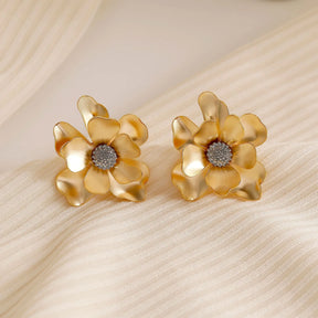 Boucles d’Oreilles Tournesol Pétales en Or 18K