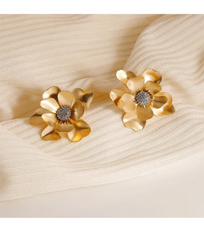 Boucles d’Oreilles Tournesol Pétales en Or 18K
