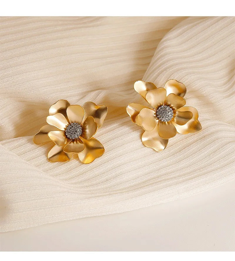 Boucles d’Oreilles Tournesol Pétales en Or 18K