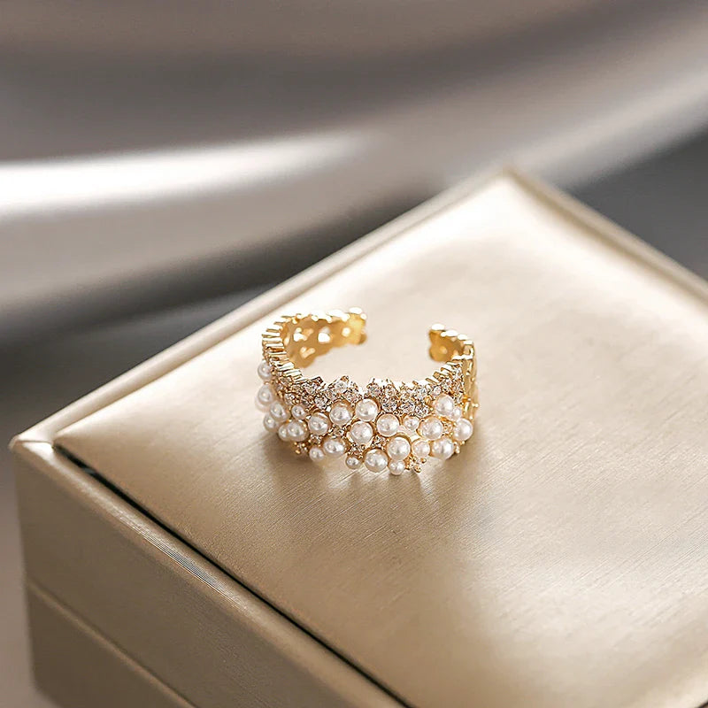 Bague Ajustable Perlée 18K