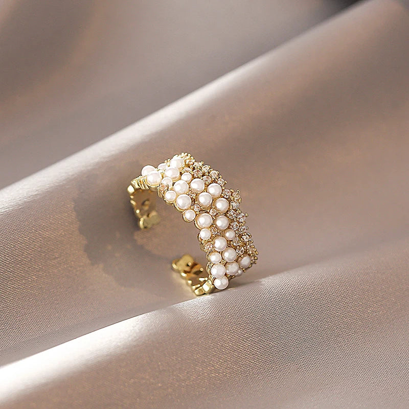 Bague Ajustable Perlée 18K