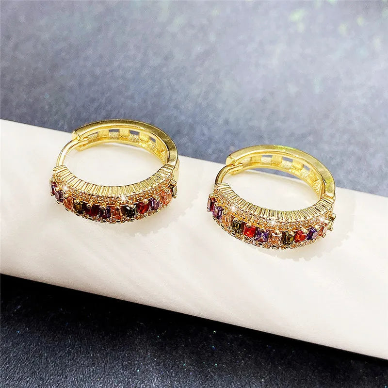 Boucles D’oreilles Créoles Avec Pierres en Or 18 carats