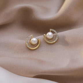 Boucles d’Oreilles Perlées Serties de Zircone