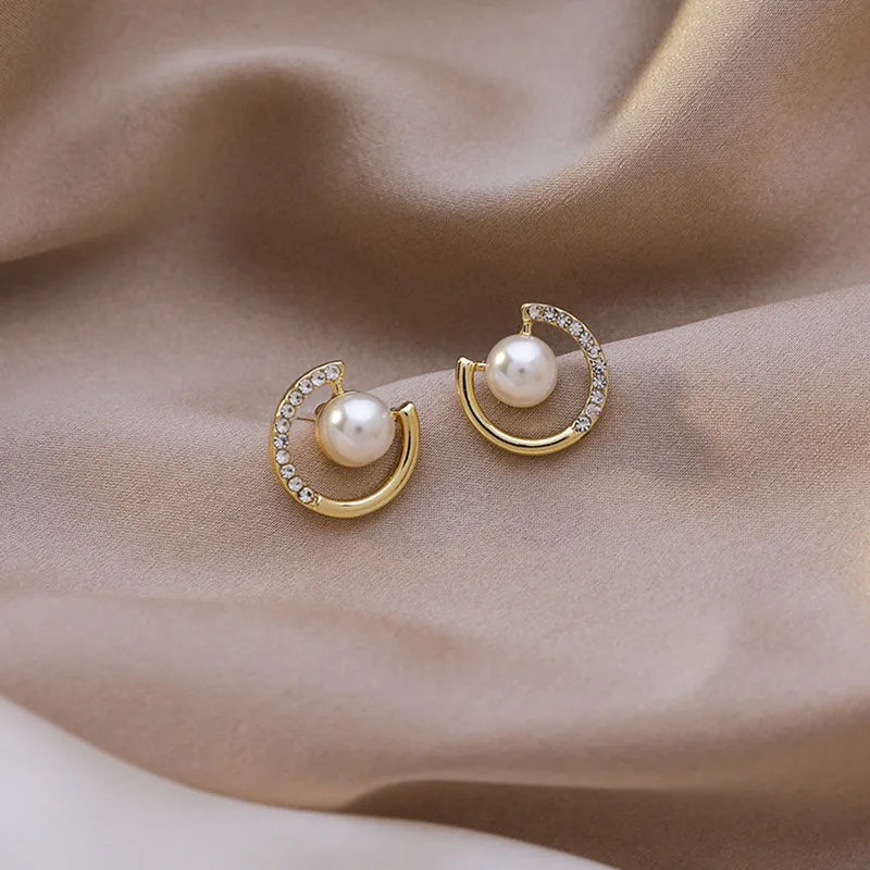Boucles d’Oreilles Perlées Serties de Zircone