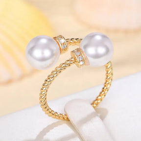 Bague Ajustable Nacrée avec Zirconium