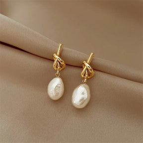 Boucles d’oreilles Or Entrelacées avec Perle