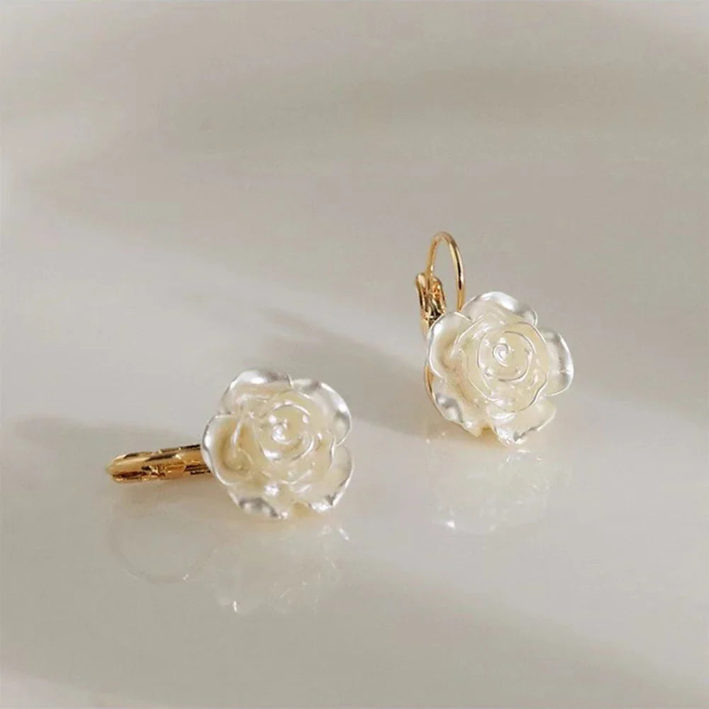 Boucles d’Oreilles Rose Blanche Luxy