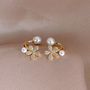 Boucles d’oreilles Florales avec Perle
