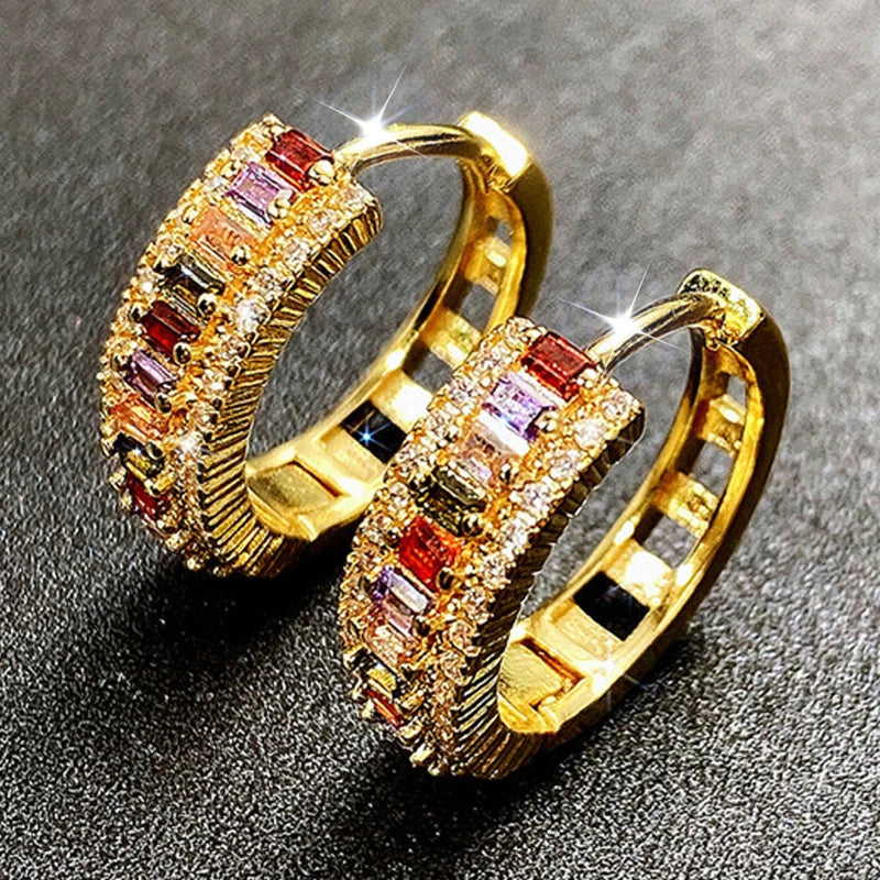 Boucles D’oreilles Créoles Avec Pierres en Or 18 carats