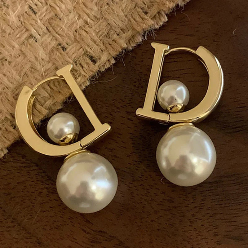 Boucle d’Oreille Créole Double Perle