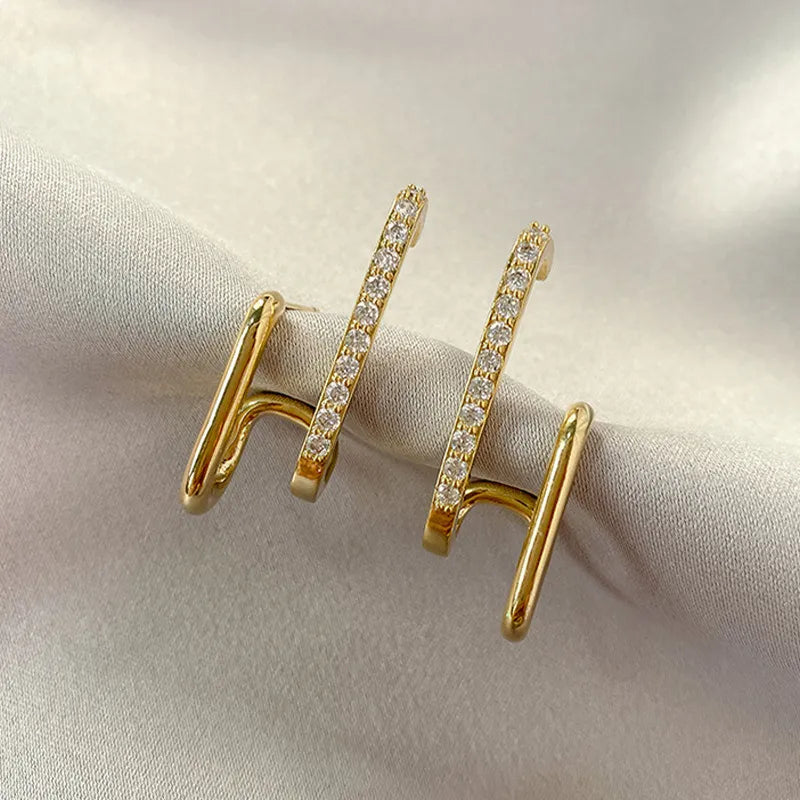 Boucles d’Oreilles Doubles avec Cristaux de Zircone
