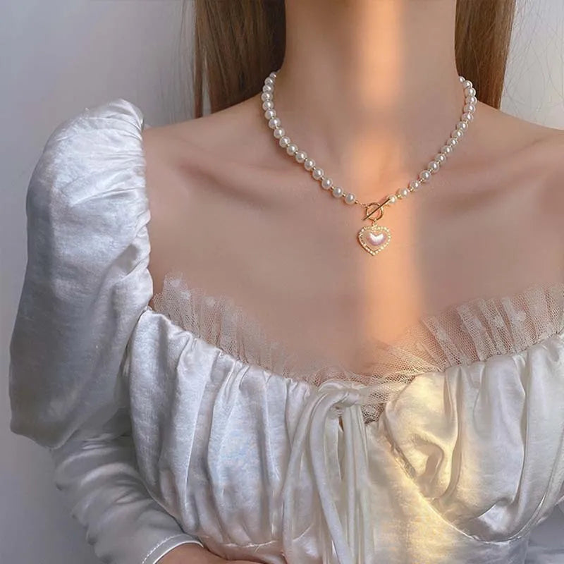 Collier Perles Cœur Rayonnant