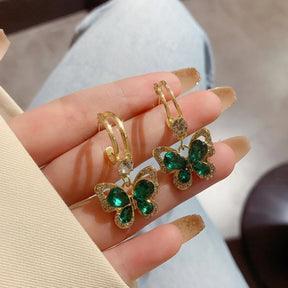 Boucle d’Oreille Papillon Incrustée de Zircone 18K