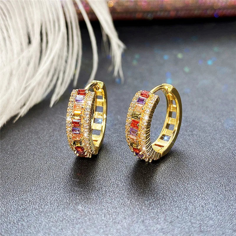 Boucles D’oreilles Créoles Avec Pierres en Or 18 carats