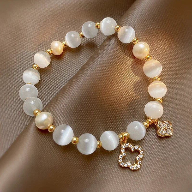 Bracelet Perles Incrustées de Zirconium