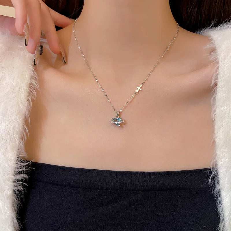 Collier Argent Cœur Rayonnant