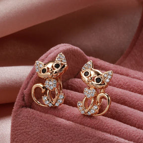 Boucle d’Oreille Chaton avec Zircone