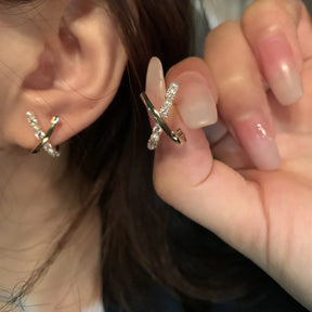 Boucles d’Oreilles Doubles Serties de Zirconium