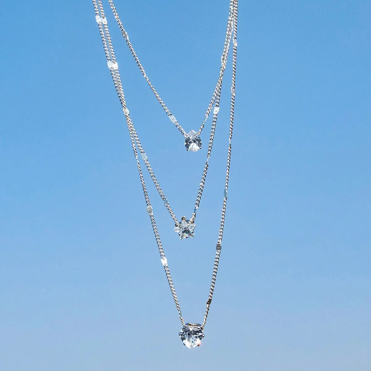 Collier Triple avec Pendentif en Zircon