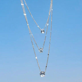Collier Triple avec Pendentif en Zircon