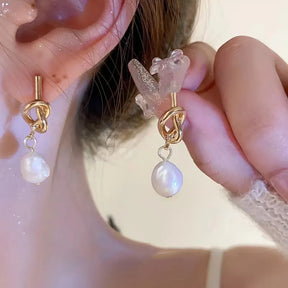 Boucles d’oreilles Or Entrelacées avec Perle