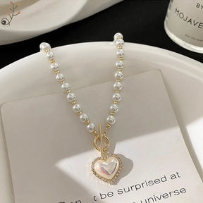 Collier Perles Cœur Rayonnant