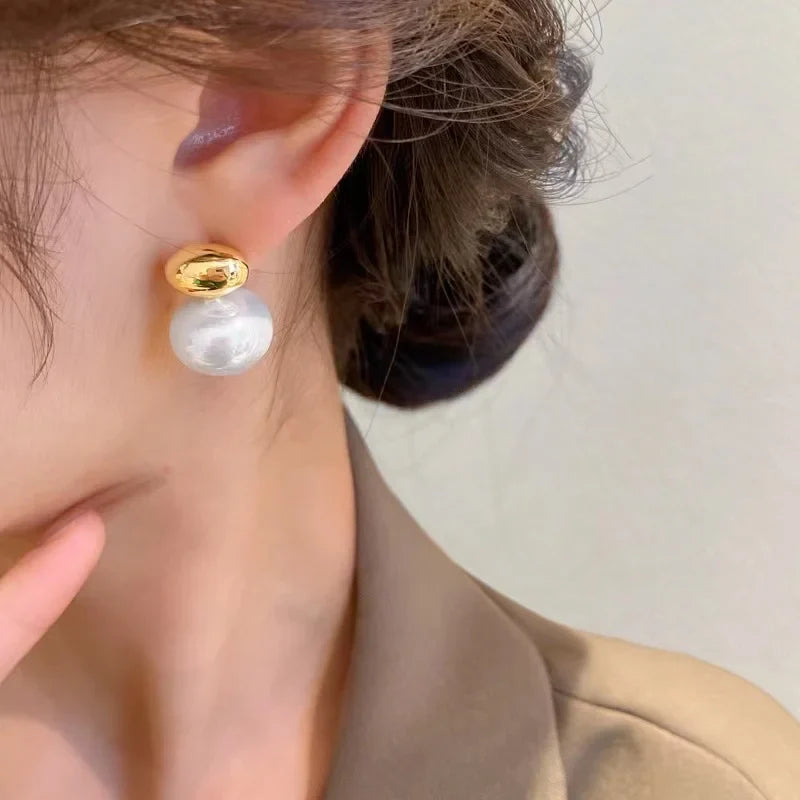 Boucles d’Oreilles Dorées avec Perle Ibiza
