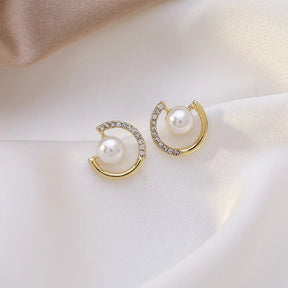 Boucles d’Oreilles Perlées Serties de Zircone