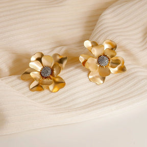 Boucles d’Oreilles Tournesol Pétales en Or 18K