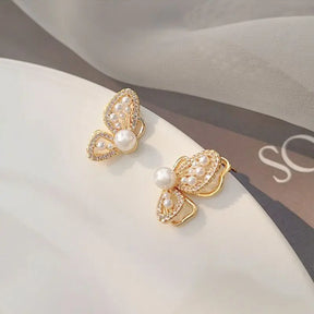 Boucle d’Oreille Papillon Perlée 18K
